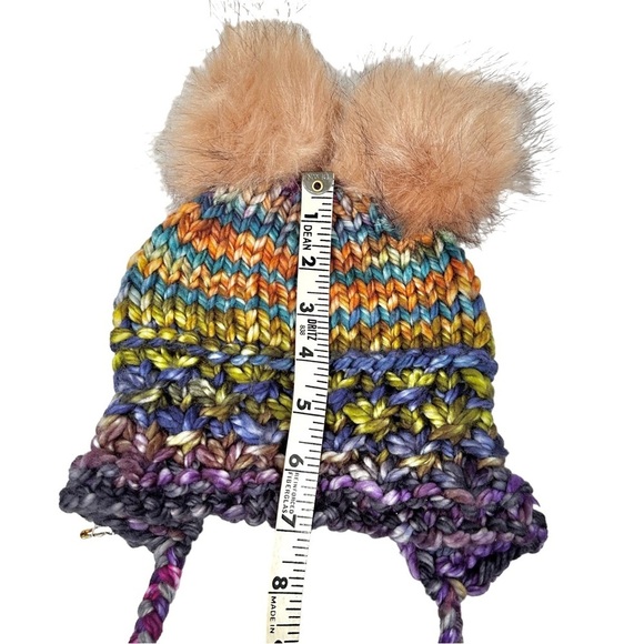 HANDMADE Fluffy PomPom Ears Chunky Knit Beanie - Picture 4 of 6